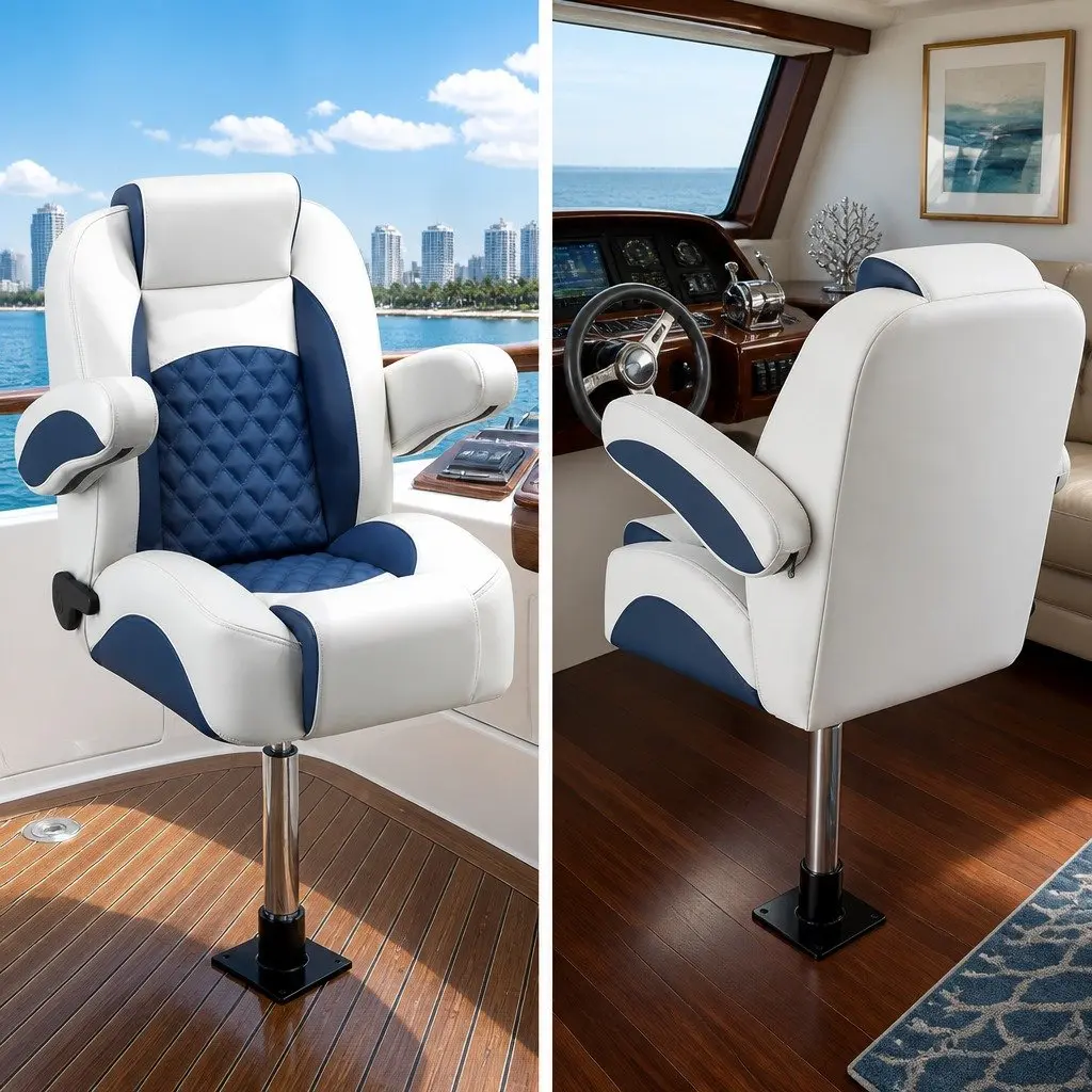 Boat Seat Pedestal 55-75cm Adjustable Gas Lift 360 Swivel Black Marine Boating