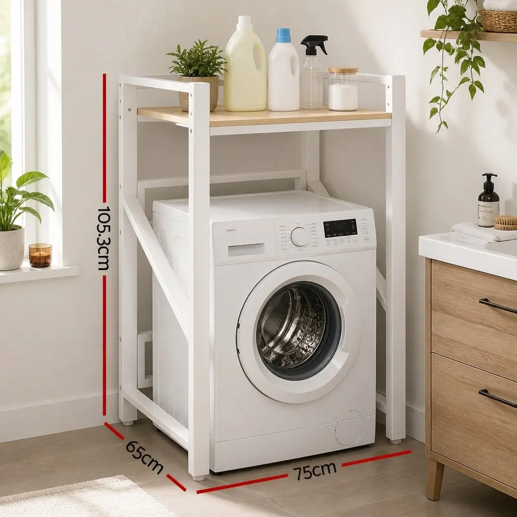 Over Washing Machine Rack Laundry Storage Shelf 75cm Bathroom Space Saver Black