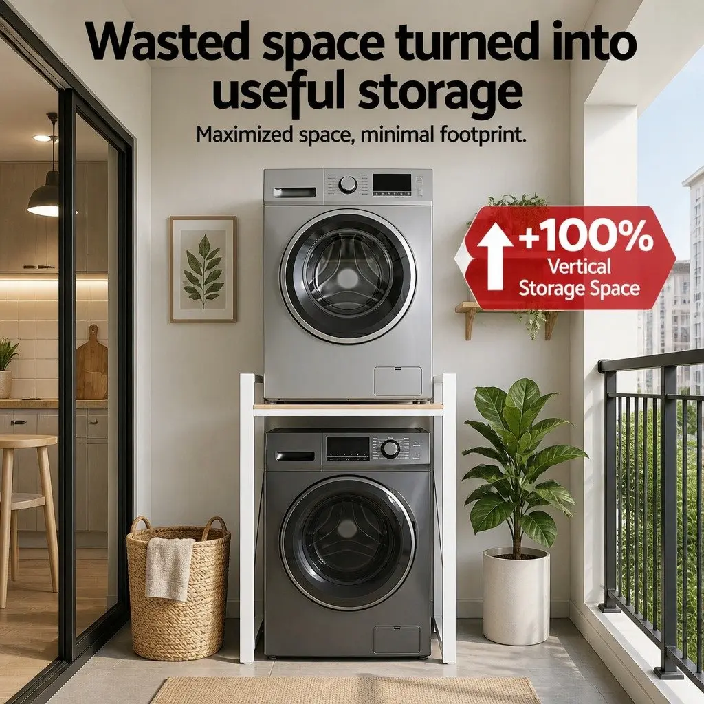 Over Washing Machine Rack Laundry Storage Shelf 75cm Bathroom Space Saver Black