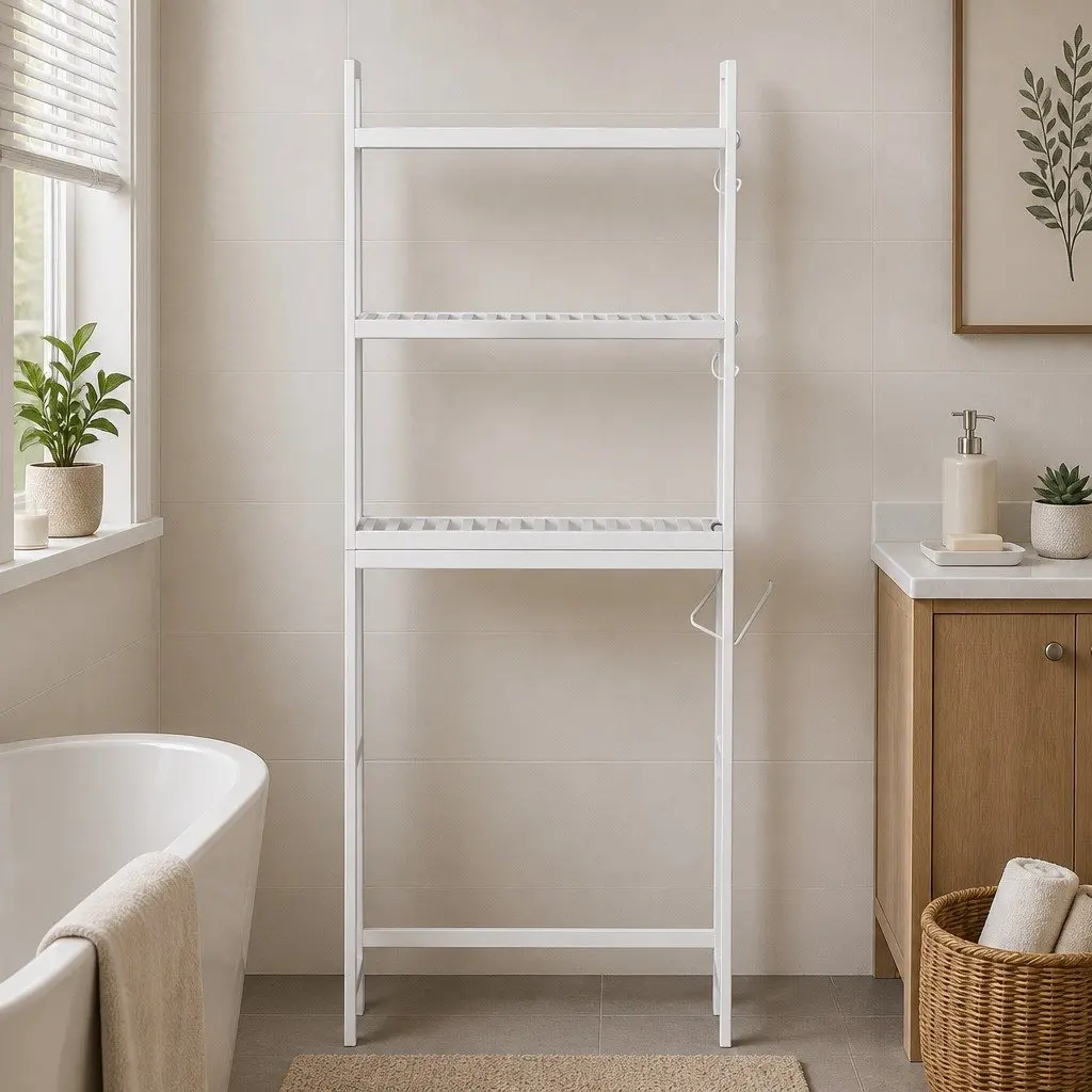 Over Toilet Storage Rack Bathroom Organiser 3 Tier White