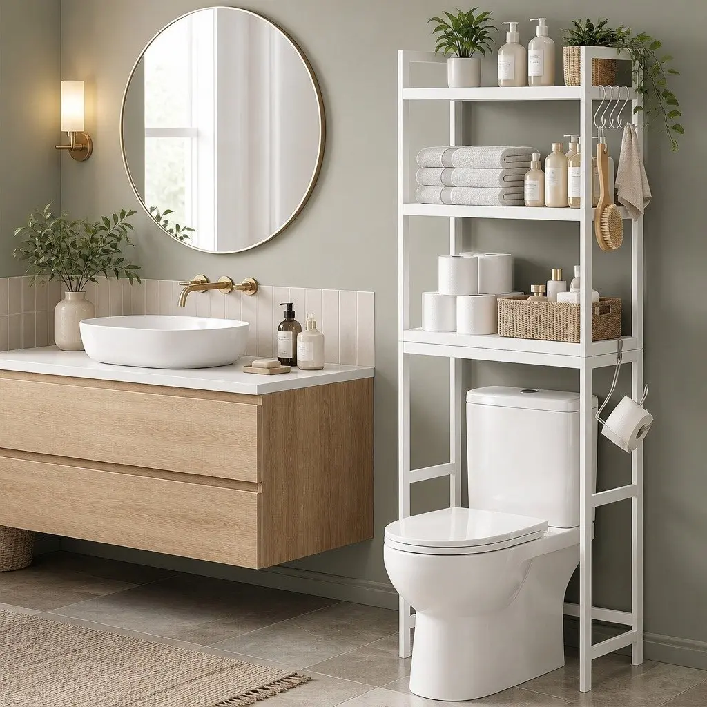 Over Toilet Storage Rack Bathroom Organiser 3 Tier White