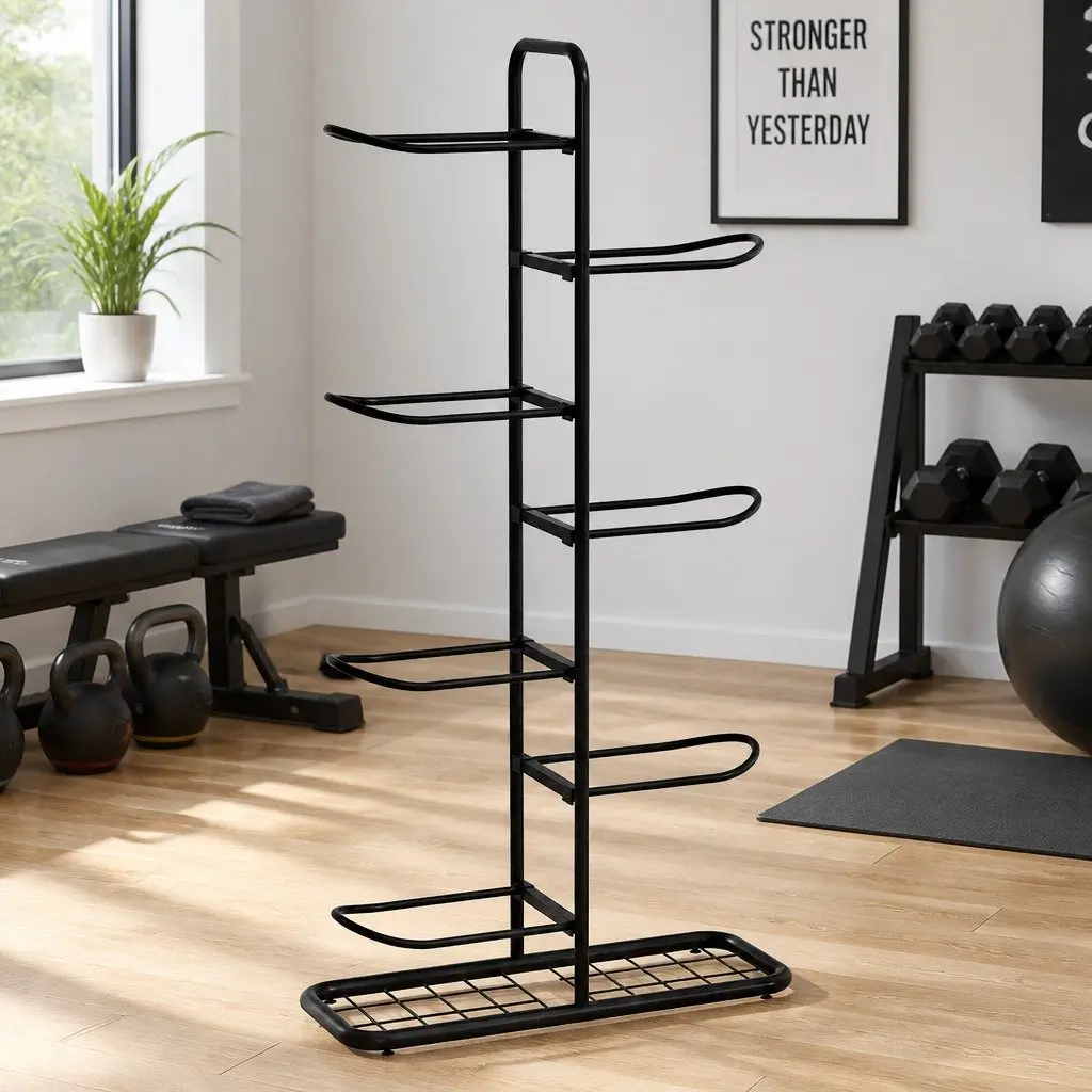Ball Storage Rack 7-Tier Sports Equipment Organizer Holder for Garage Gym Black