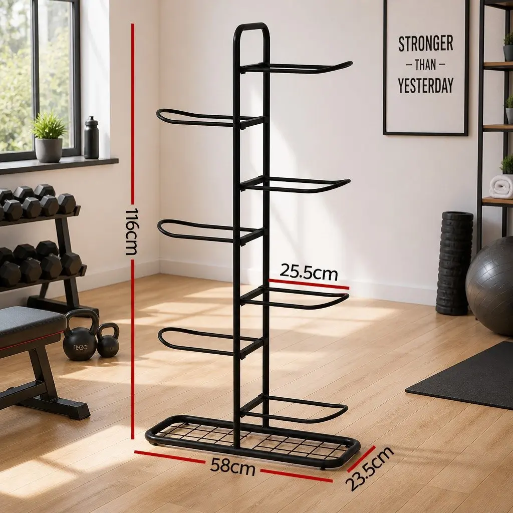 Ball Storage Rack 7-Tier Sports Equipment Organizer for Garage Gym Black