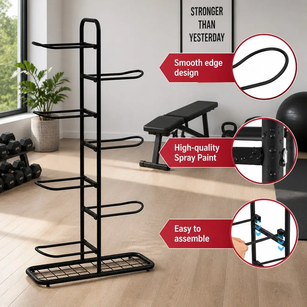 Ball Storage Rack 7-Tier Sports Equipment Organizer for Garage Gym Black