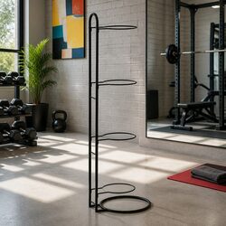 4-Tier Ball Storage Rack Sports Equipment Organizer Holder Garage Gym Black