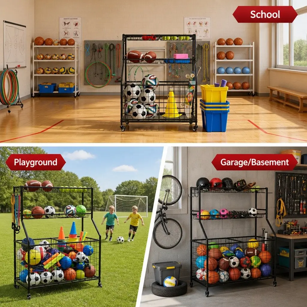 Sports Equipment Organizer Storage Cabinet for Garage Gym 92 x 43 x 116cm