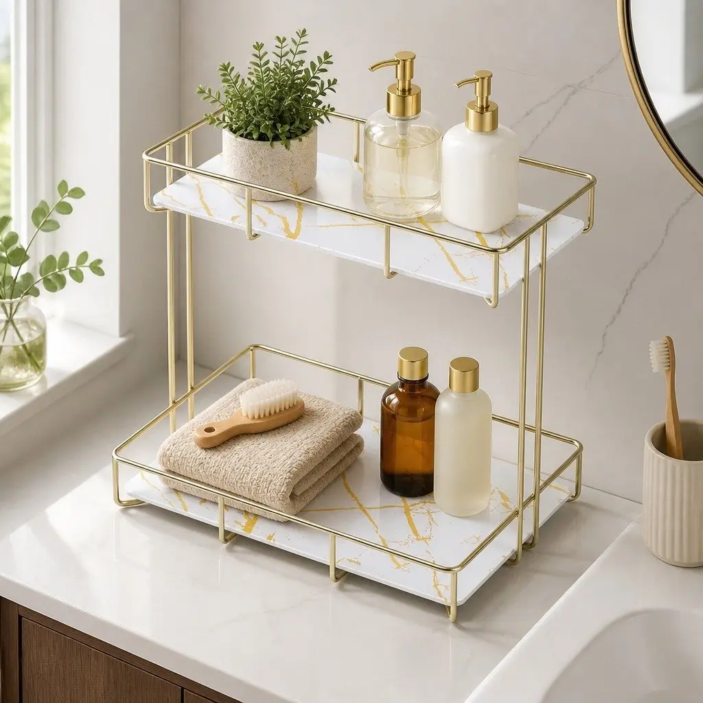2 Tier Bathroom Corner Storage Rack