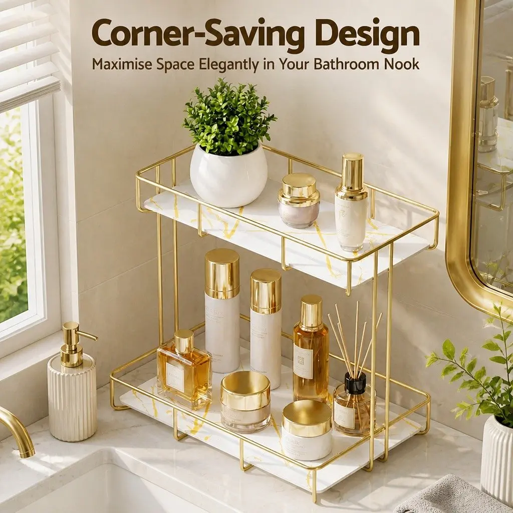 2 Tier Bathroom Corner Storage Rack