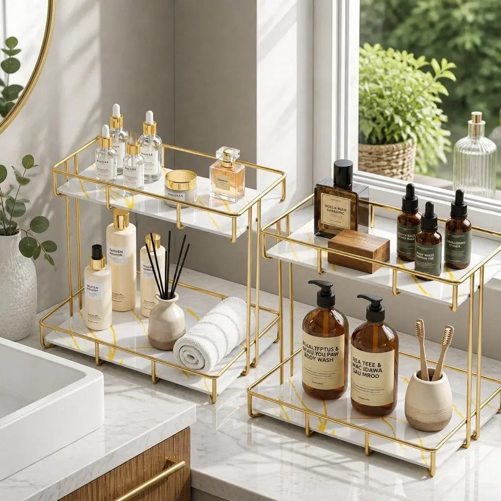 2 Tier Bathroom Corner Storage Rack