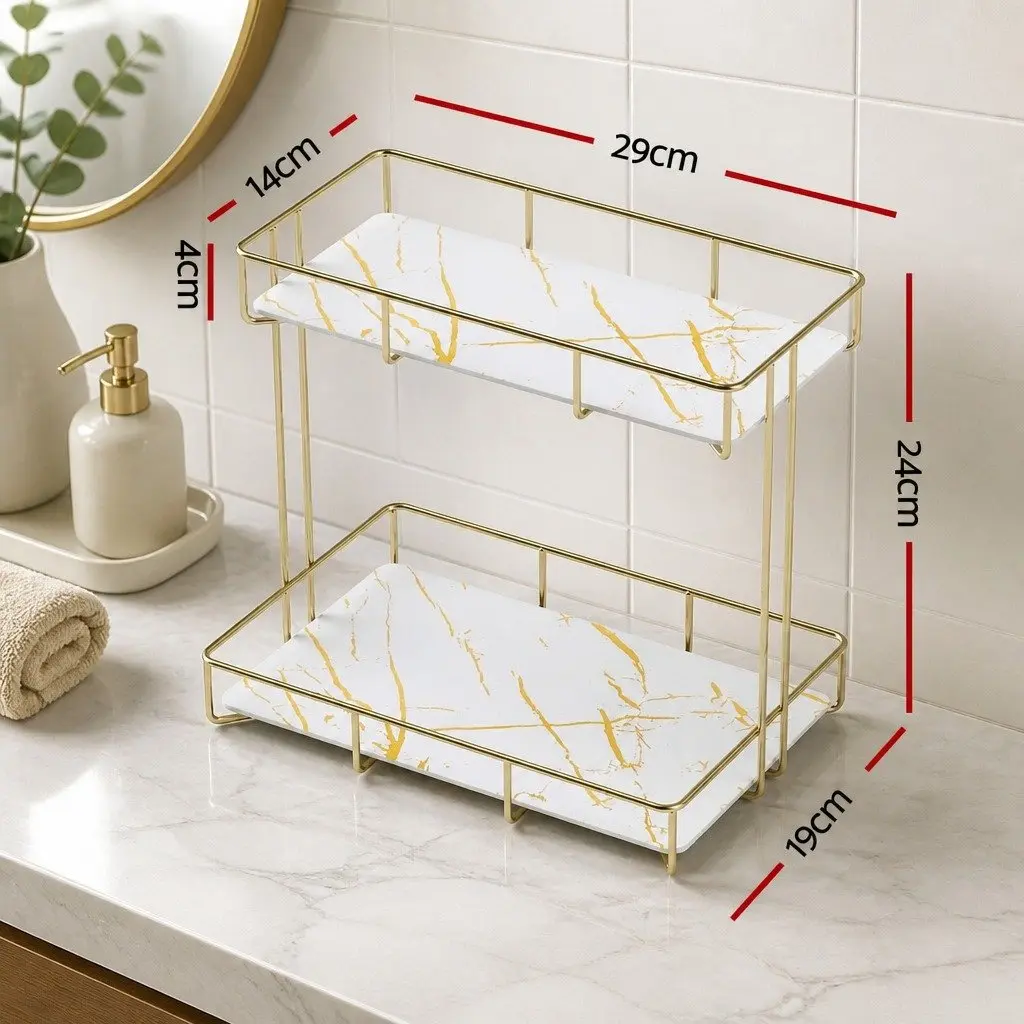 2-Tier Gold Bathroom Storage Rack