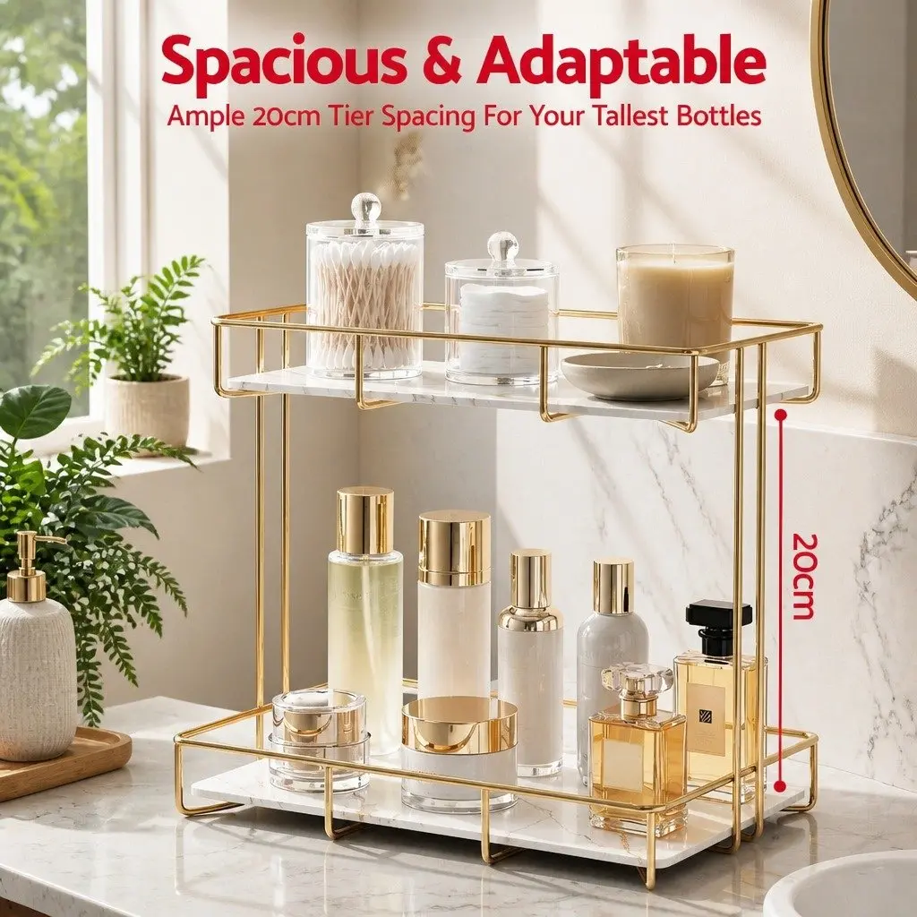 2-Tier Gold Bathroom Storage Rack