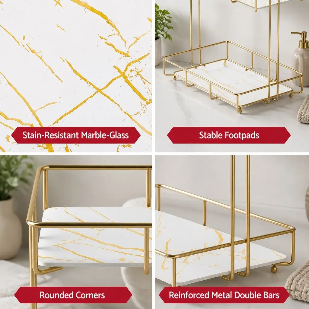2-Tier Gold Bathroom Storage Rack