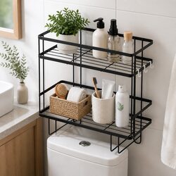 Over Toilet Storage Rack - 35 x 15 x 32 cm, Black
