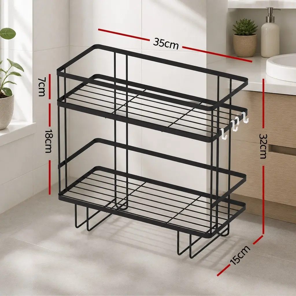 Over Toilet Storage Rack Bathroom Organizer 2 Tier Black