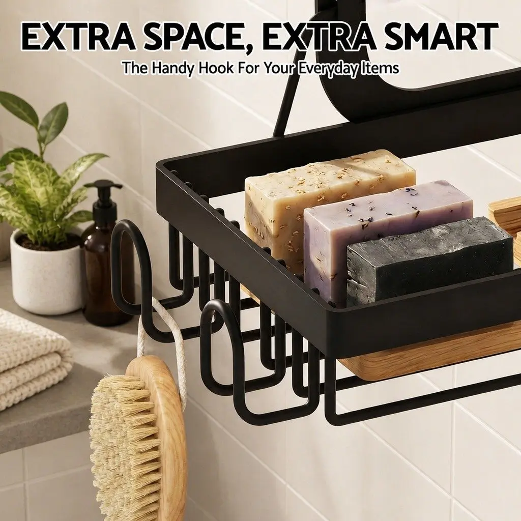 3 Tier Bathroom Storage Organizer Over The Door Shower Caddy Black