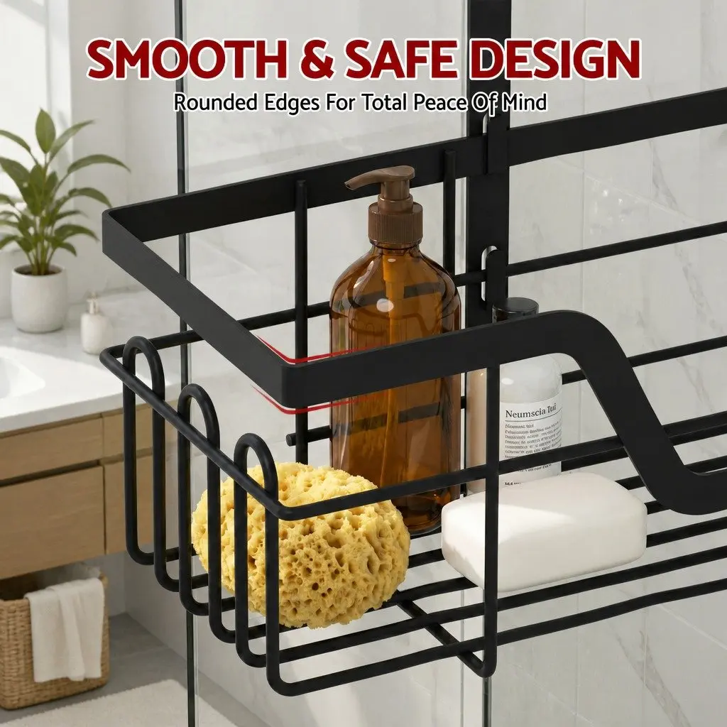 3 Tier Bathroom Wall Shower Caddy Storage Organizer Black