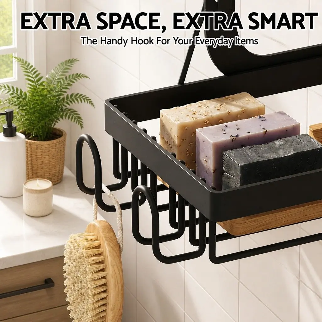 3 Tier Bathroom Wall Shower Caddy Storage Organizer Black