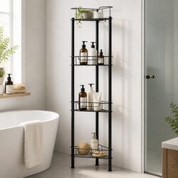 4-Tier Black Shower Caddy Dimensions and Specifications