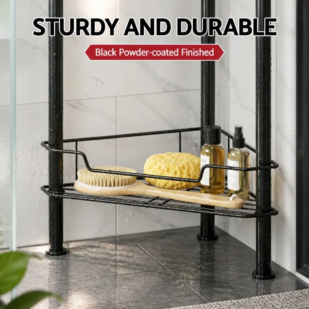 4 Tier Shower Caddy Floor Standing Bathroom Storage Organizer Black
