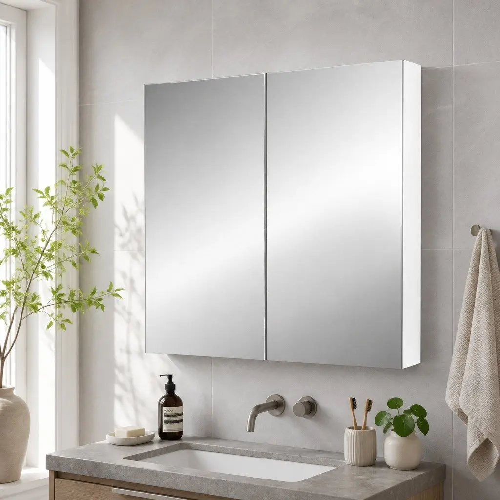 Bathroom Mirror Cabinet 750x720mm with Adjustable Storage