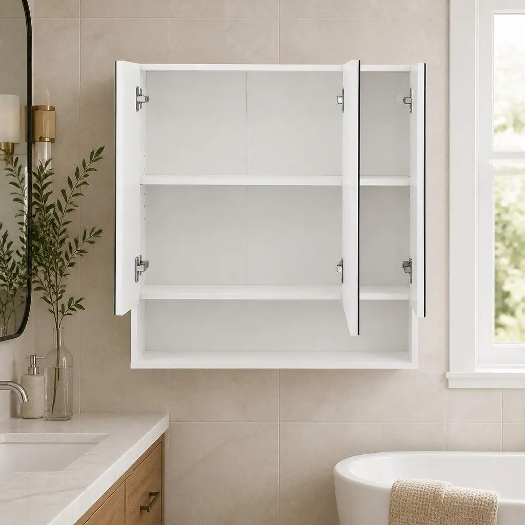 White Bathroom Mirror Cabinet 700x750mm