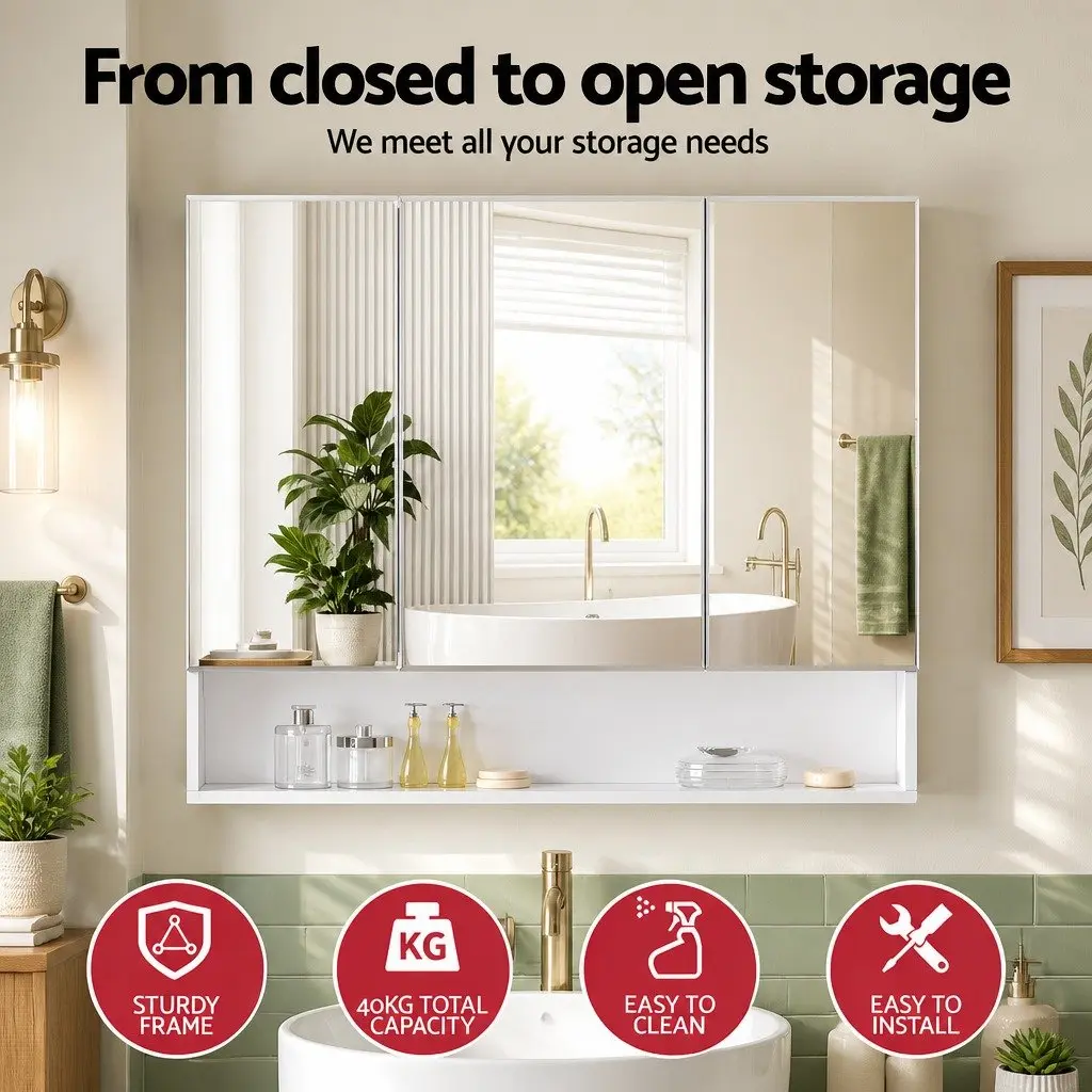 Wall Mounted Bathroom Mirror Cabinet 900x750mm