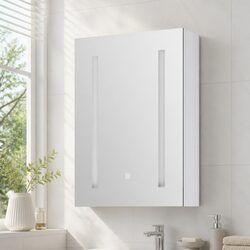 500x720mm LED Bathroom Mirror Cabinet - White Finish