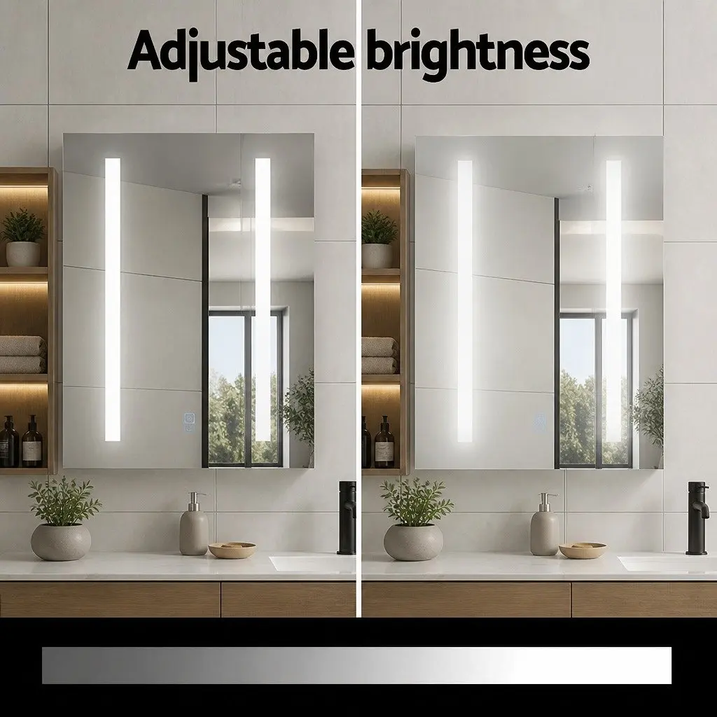 Bathroom Mirror Cabinet LED 500x720mm White Medicine Wall Storage Touch Switch