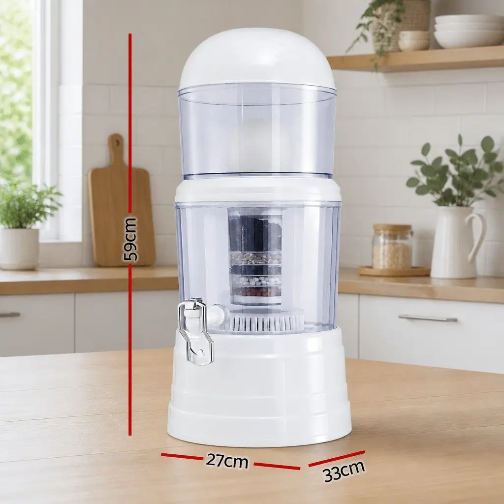 Benchtop Water Filter Home 14L Multi-Stage Filtration System White