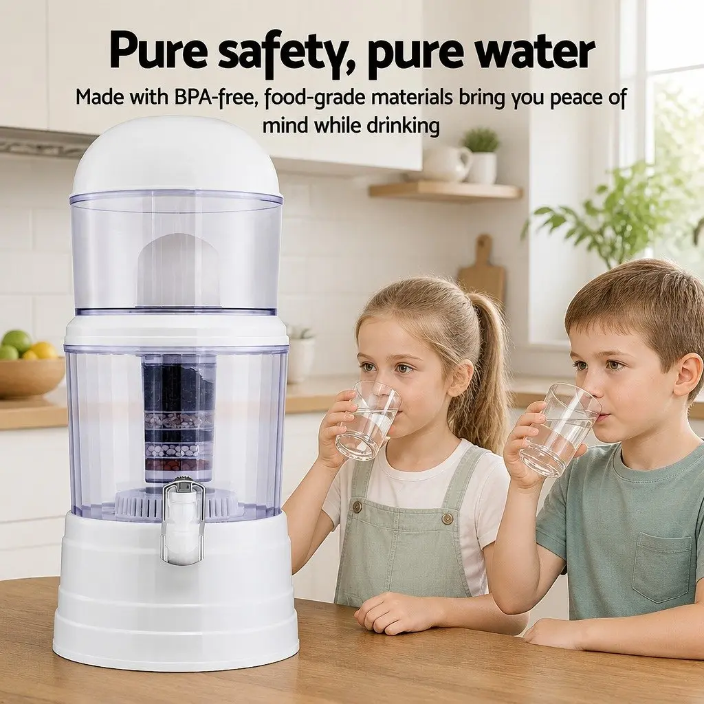 Benchtop Water Filter Home 14L Multi-Stage Filtration System White