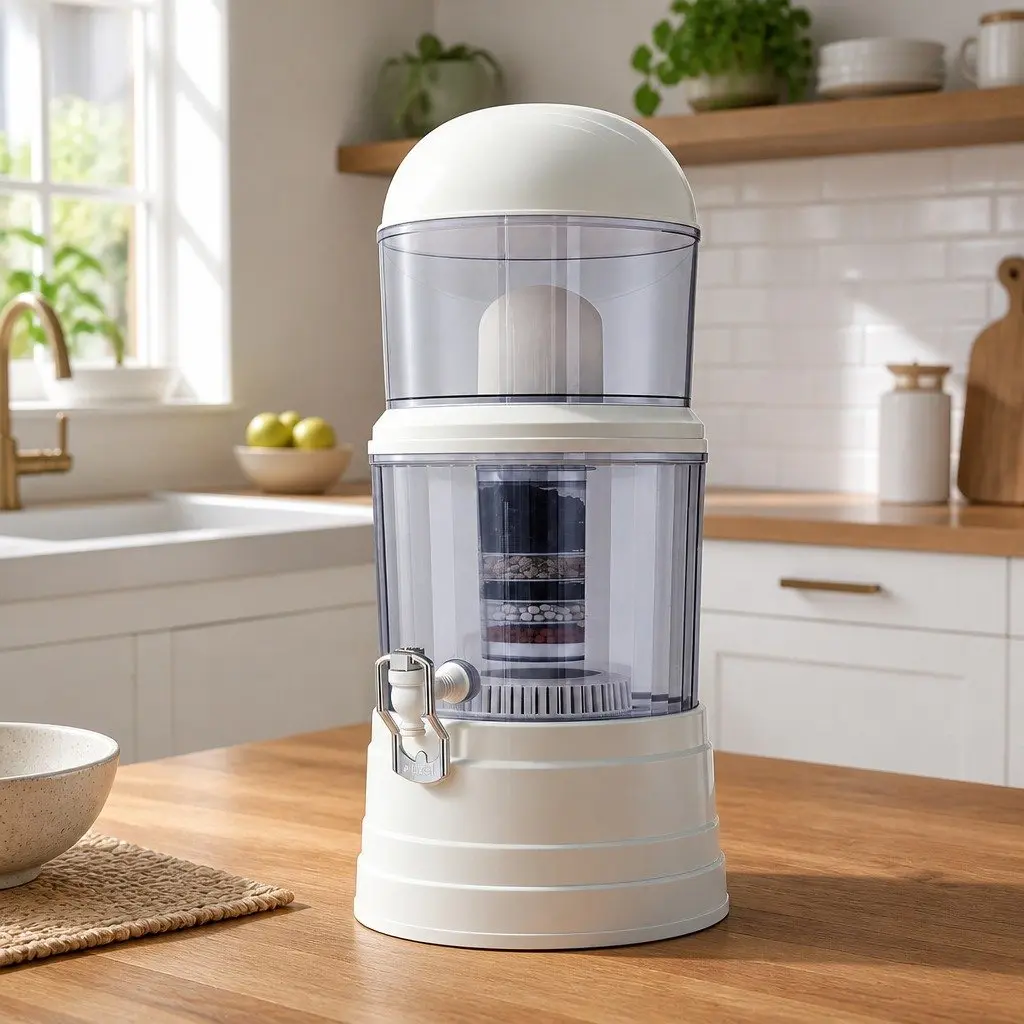Benchtop Water Filter Home 14L Multi-Stage Filtration System White