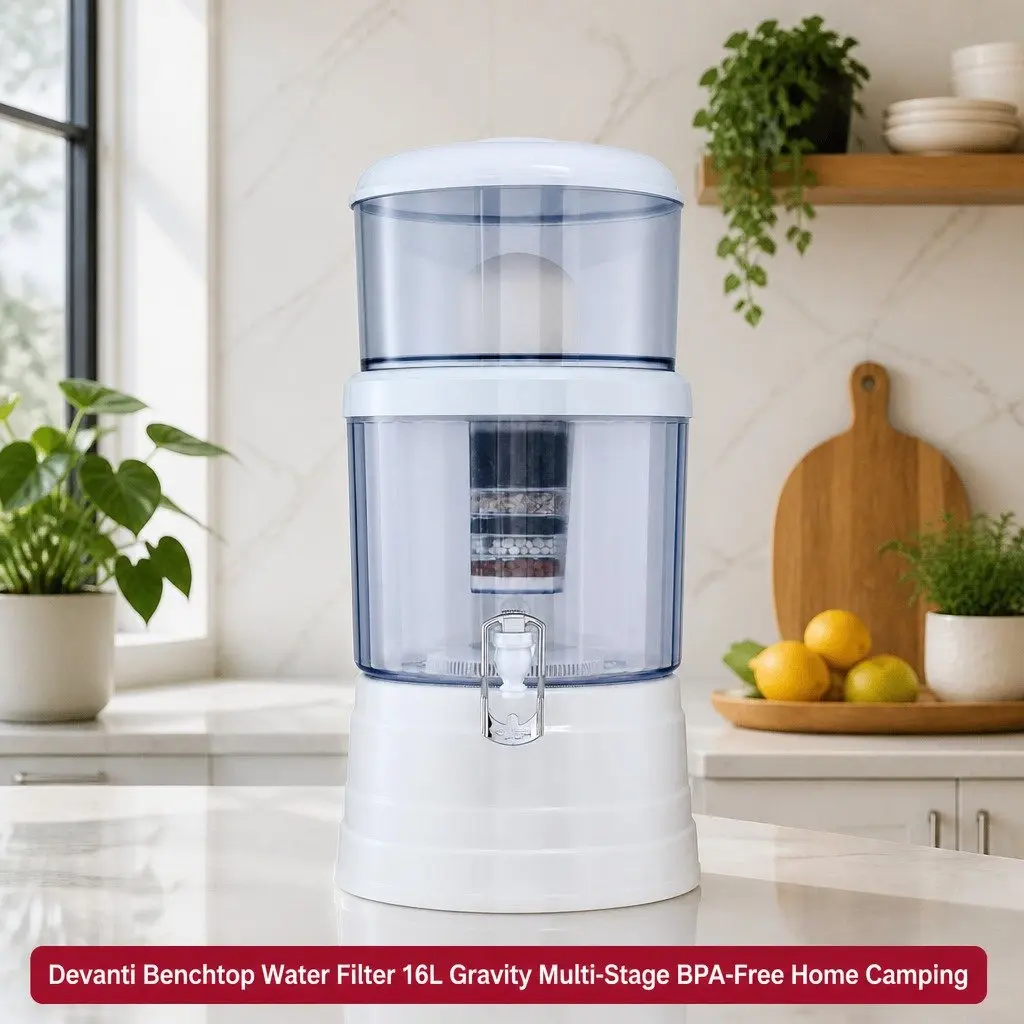 Benchtop Water Filter 16L Gravity Multi-Stage Filtration System Home Camping