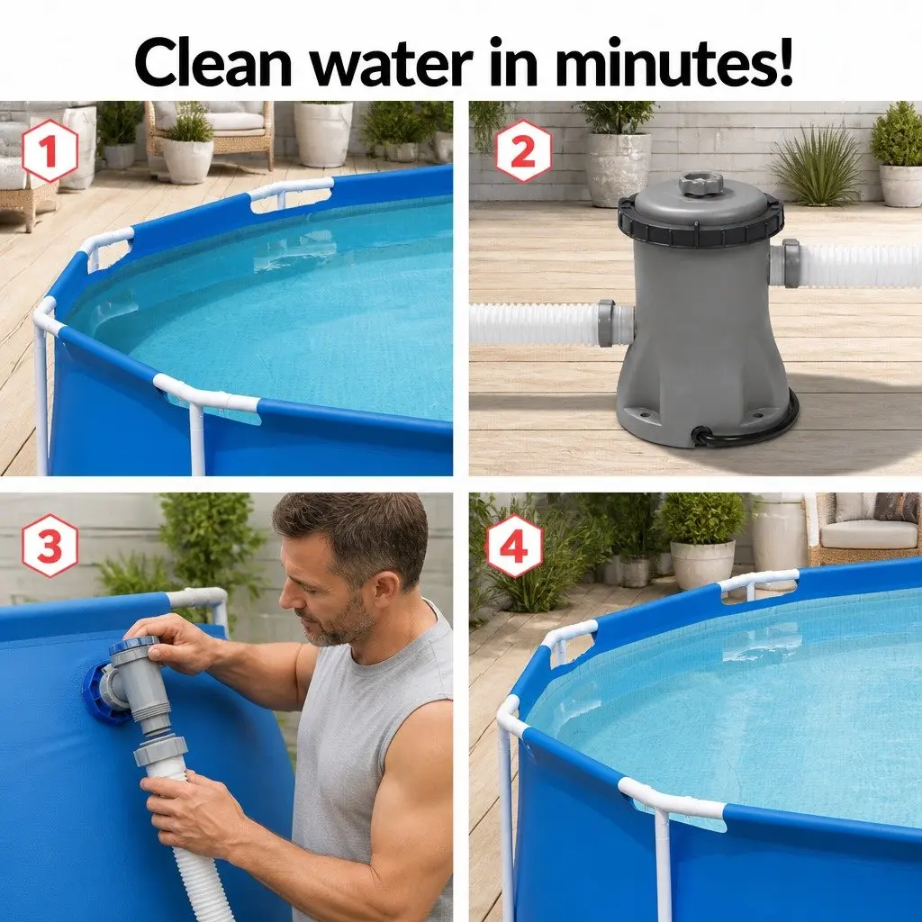 Pool Filter Pump 330GPH 1249L/H Above-Ground Swimming Pool Cleaner System
