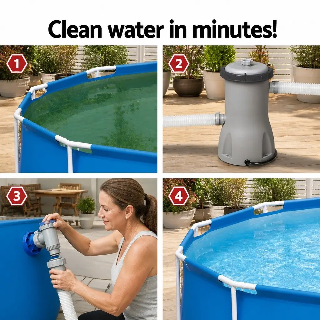 Pool Filter Pump Cartridge 800GPH 3028L/H Above-Ground Swimming Pool Cleaner