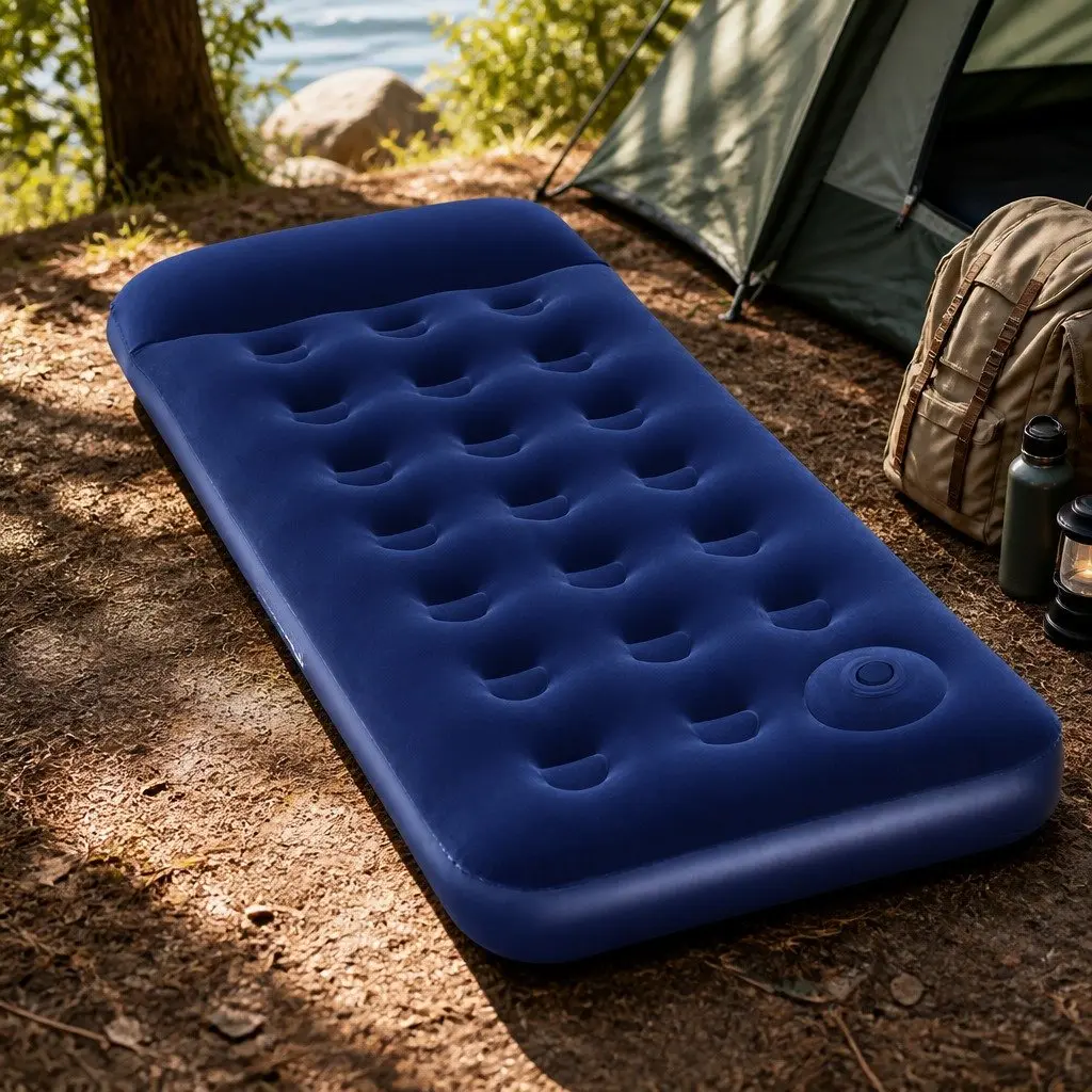 Single Air Mattress Indoor Outdoor Camping 185 x 76 x 22cm Navy