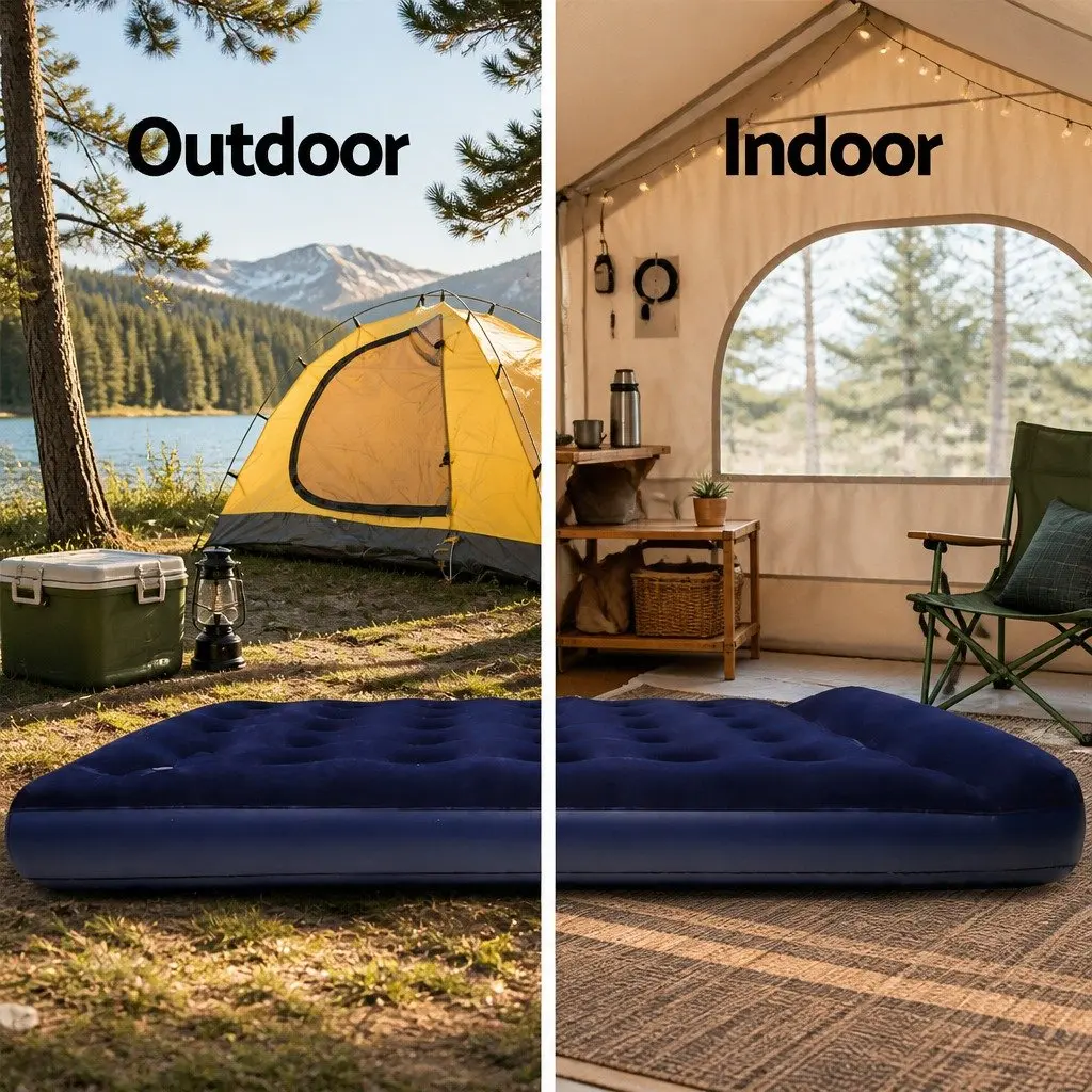 Single Air Mattress Indoor Outdoor Camping 185 x 76 x 22cm Navy