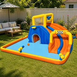 Inflatable Water Slide Park Specs: 551x502x265cm, Multi-Colour