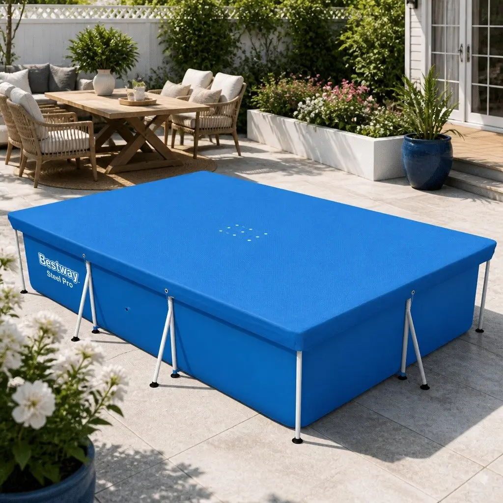 Pool Cover for Above Ground Swimming Pools 3.04m x 2.05m Rectangle Protective PE