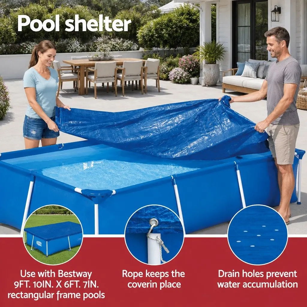 Pool Cover for Above Ground Swimming Pools 3.04m x 2.05m Rectangle Protective PE