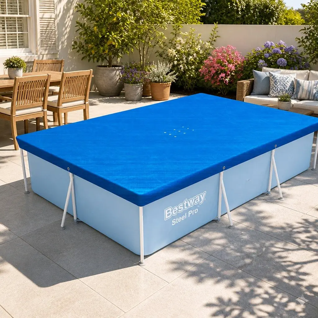 Pool Cover for Above Ground Swimming Pools 3.04m x 2.05m Rectangle Protective PE