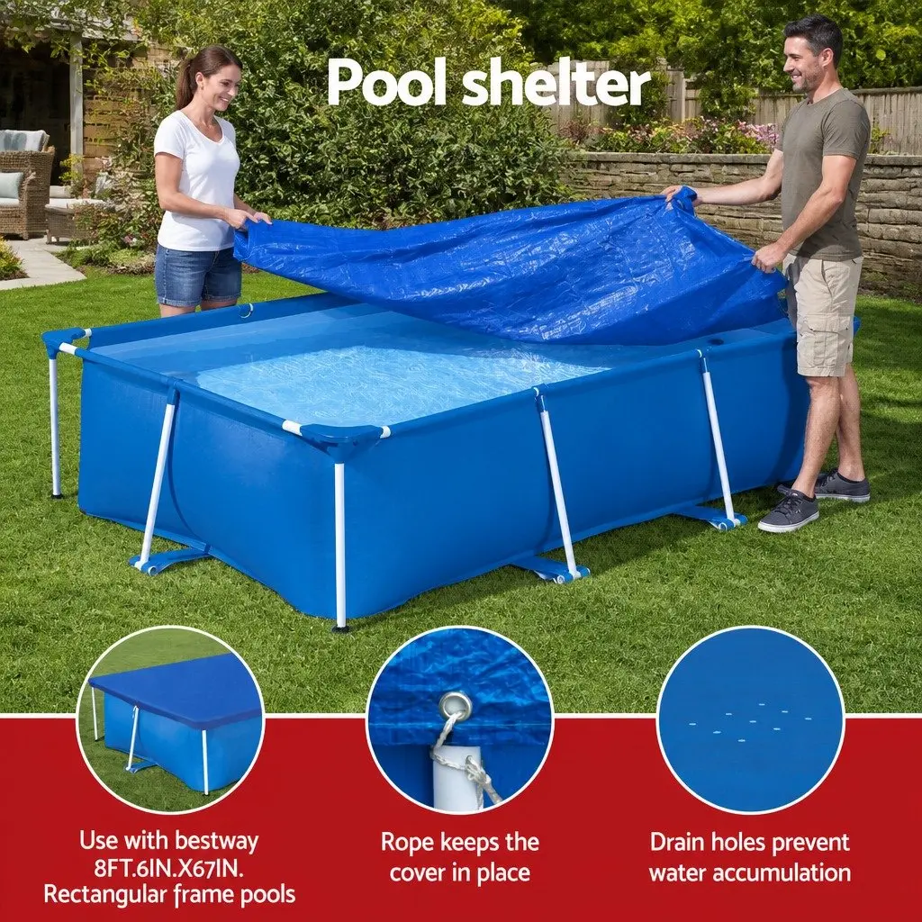 Rectangle Pool Cover for Above Ground Swimming Pools 264x174cm Blue PE