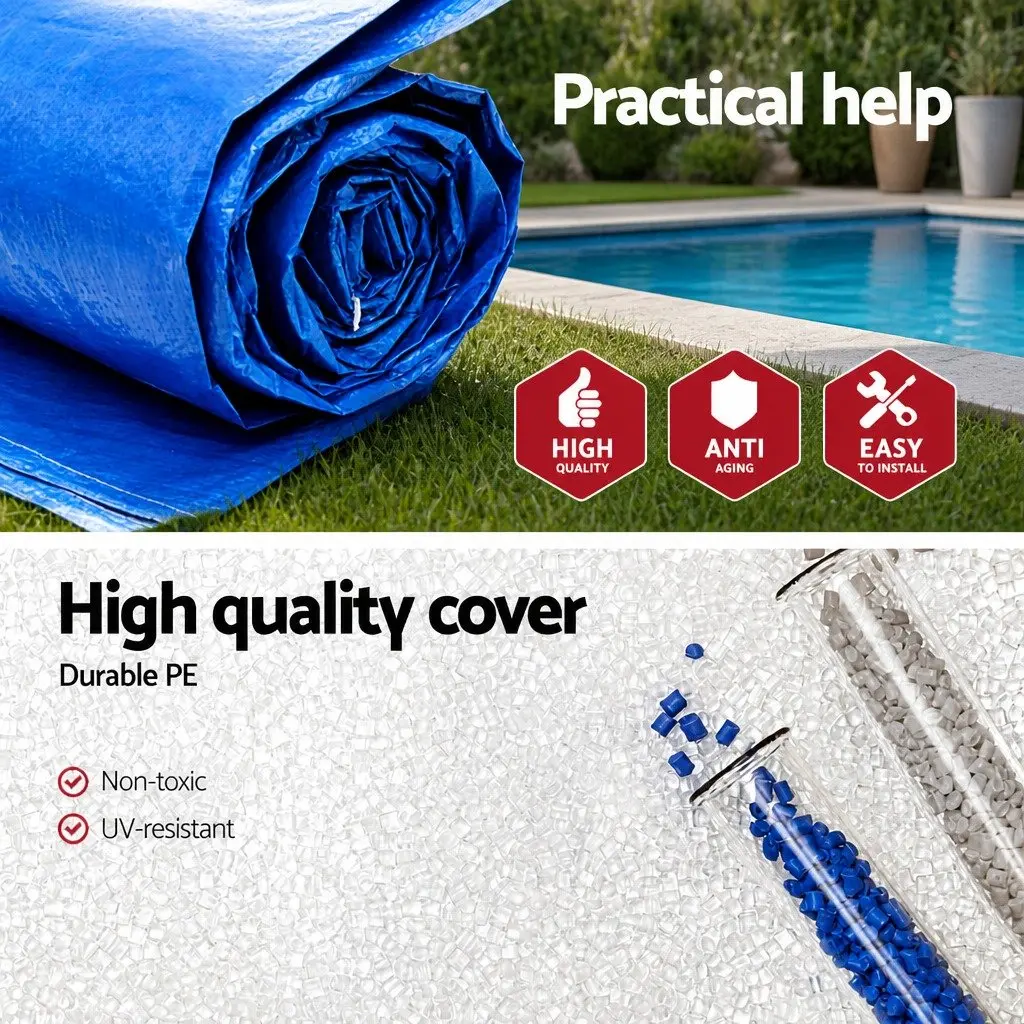 Rectangle Pool Cover for Above Ground Swimming Pools 264x174cm Blue PE