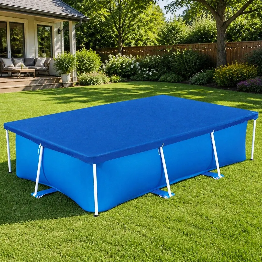 Rectangle Pool Cover for Above Ground Swimming Pools 264x174cm Blue PE