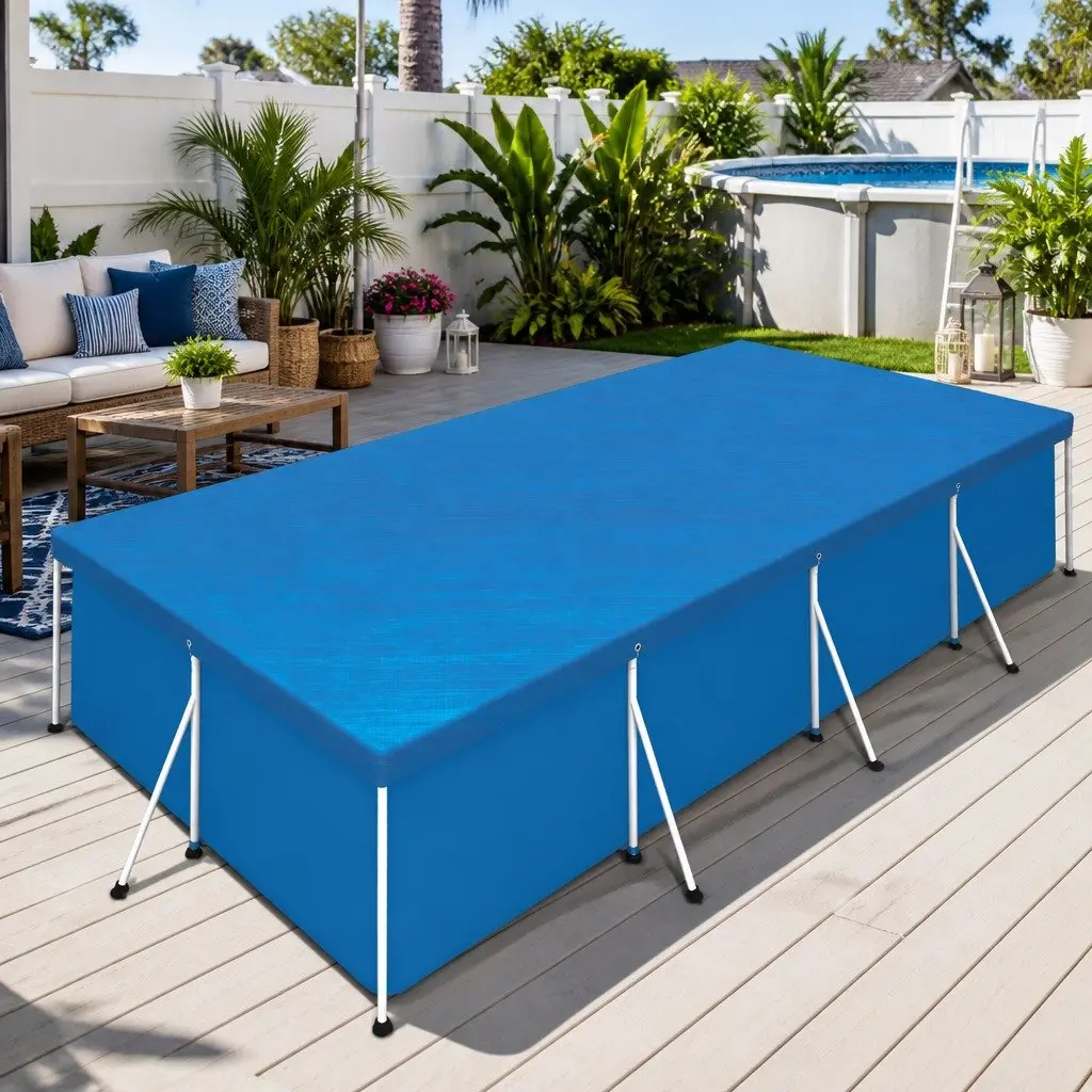 Pool Cover for 4M x 2.11M Above Ground Swimming Pool Blue PE Blanket with Rope
