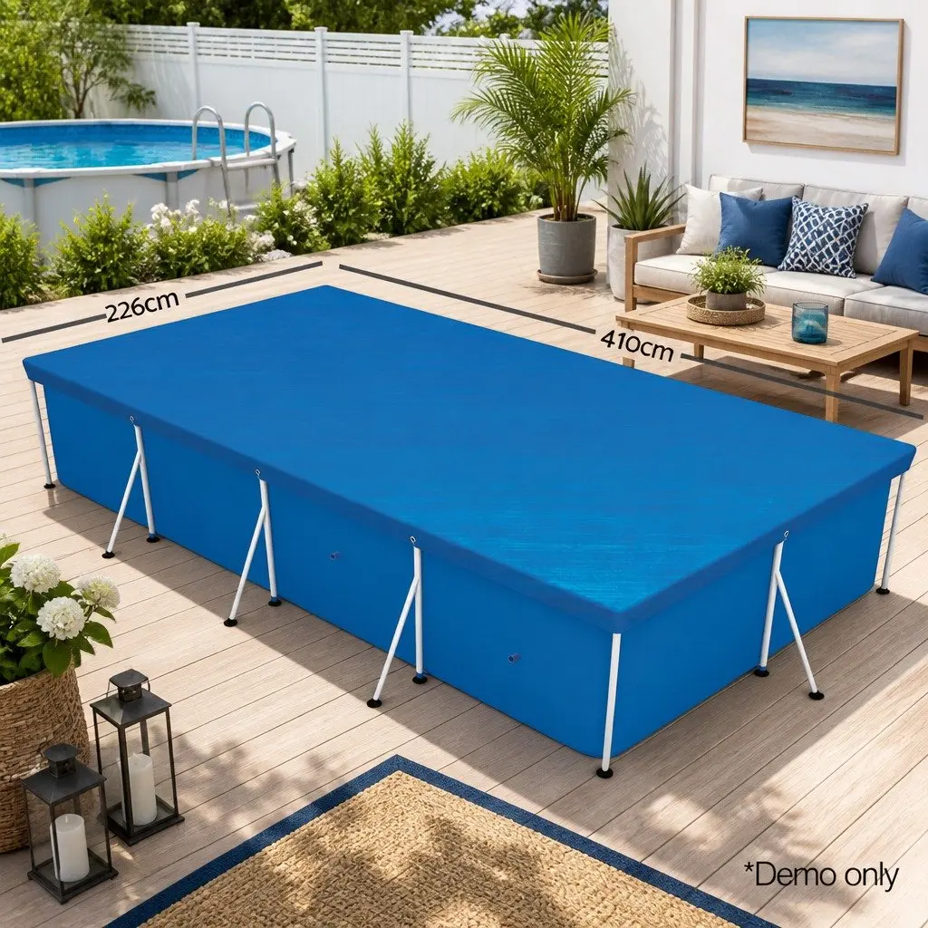 Pool Cover for 4M x 2.11M Above Ground Swimming Pool Blue PE Blanket with Rope