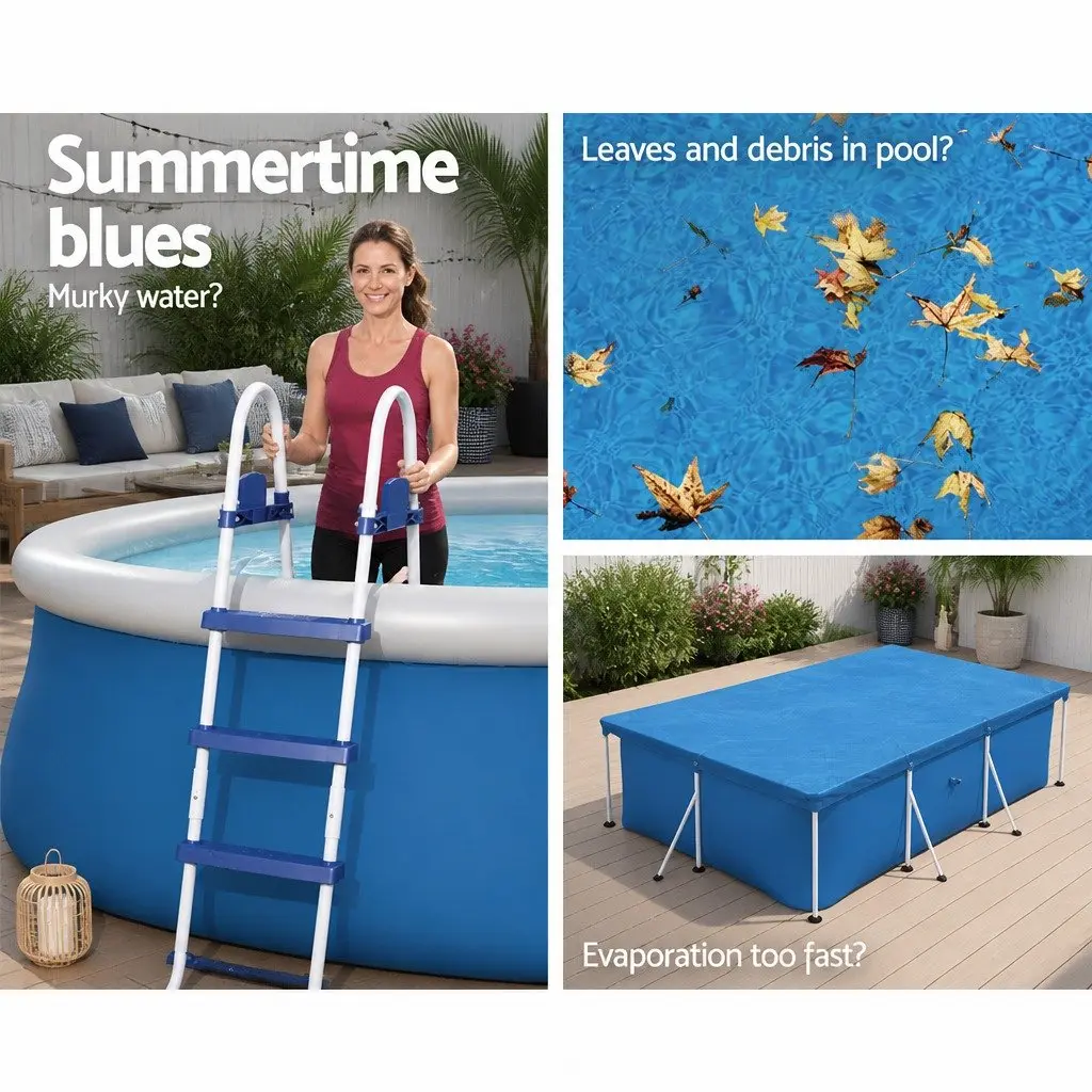 Pool Cover for 4M x 2.11M Above Ground Swimming Pool Blue PE Blanket with Rope