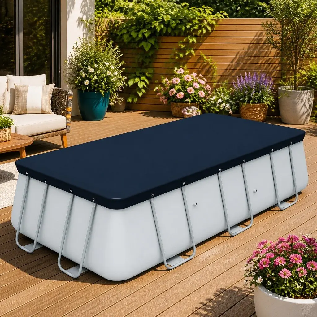 Above Ground Swimming Pool Cover PVC Blanket Fits 4.12x2.01m Pool Debris Guard