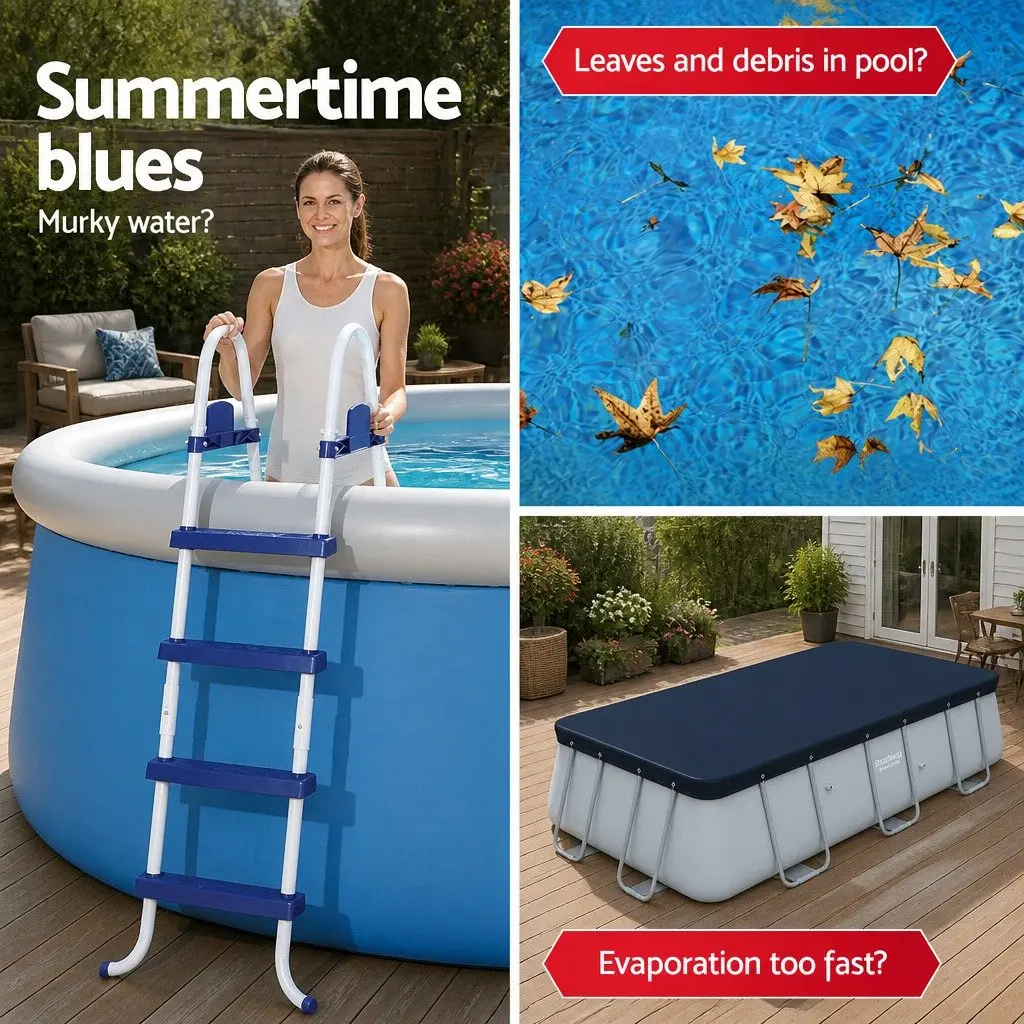 Above Ground Swimming Pool Cover PVC Blanket Fits 4.12x2.01m Pool Debris Guard