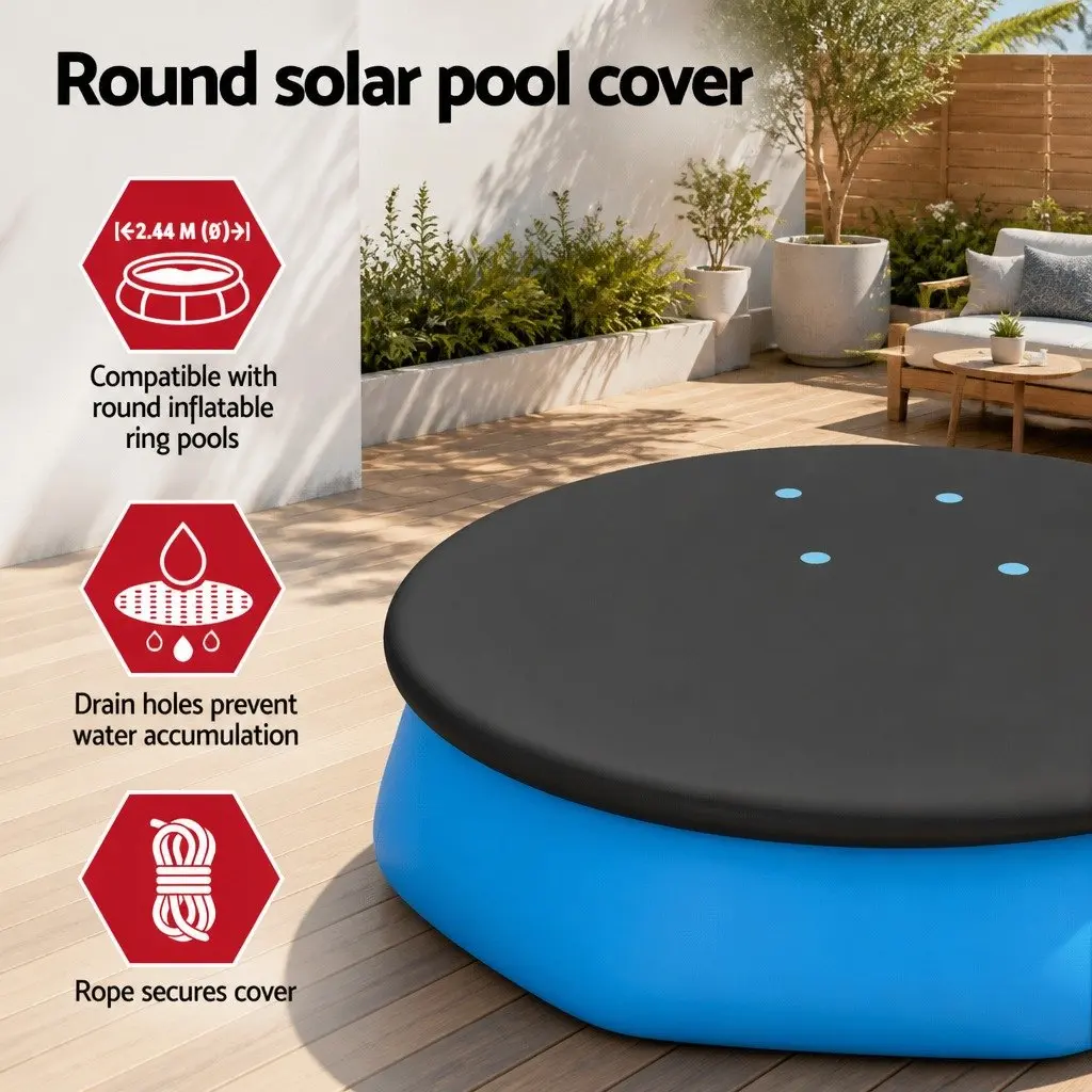 Pool Cover for Above Ground Swimming Pools Round 2.44m PVC Blanket