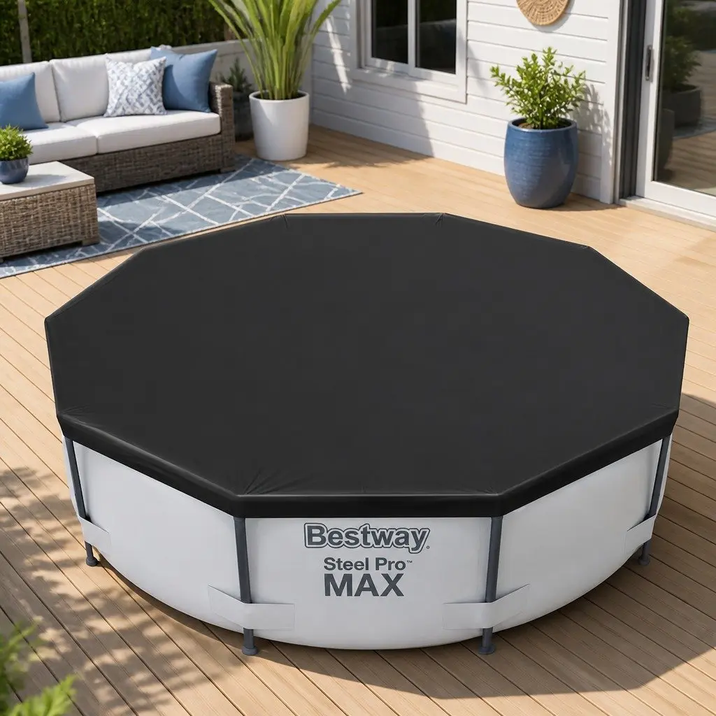 Pool Cover Round Above Ground 3.05m PVC Blanket with Drain Holes